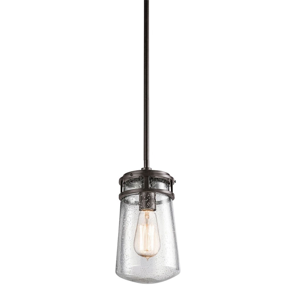 Kichler Industrial Farmhouse Mini Pendant Light with Seeded Glass Shade
